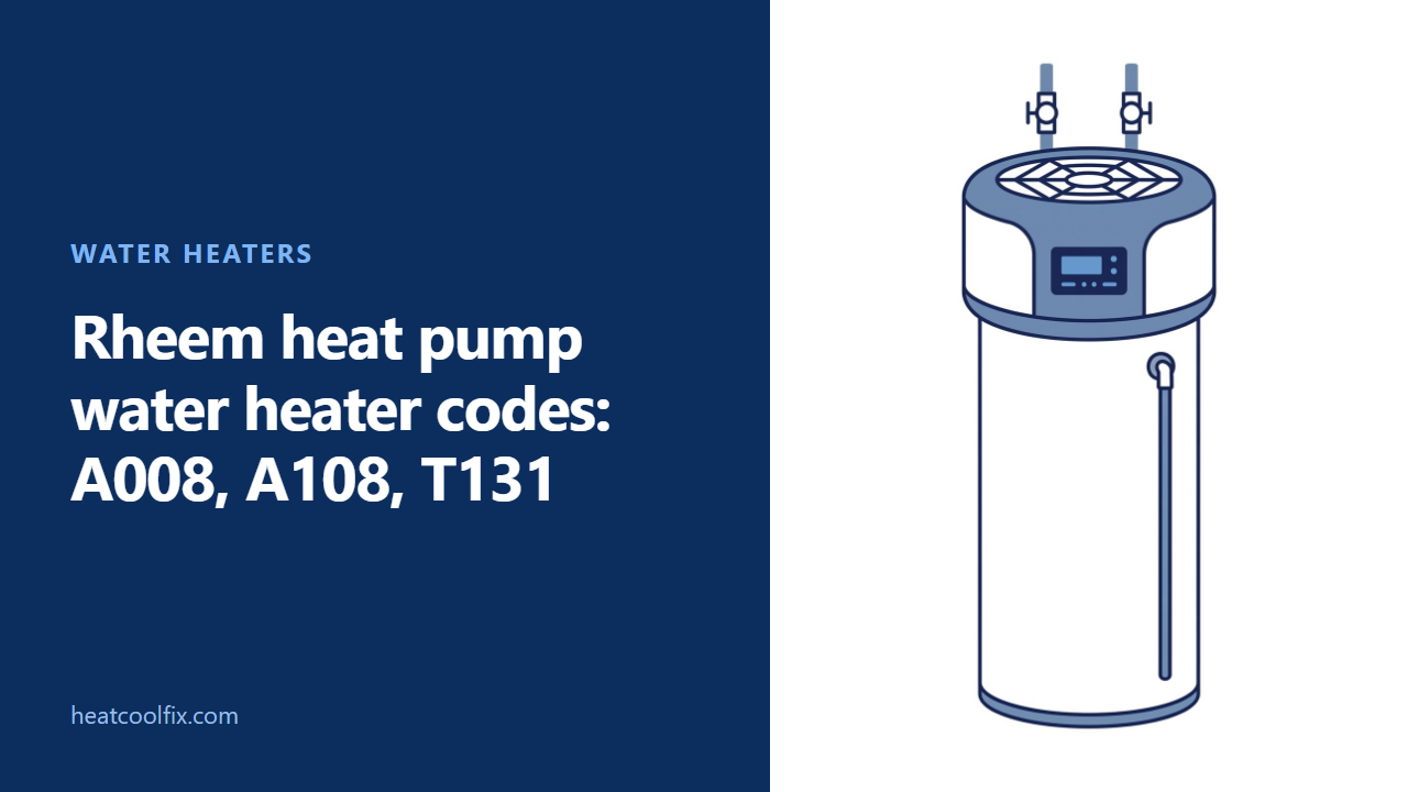 Rheem Heat Pump Water Heater Codes: A008, A108, T131