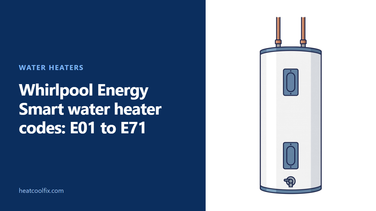 Whirlpool Energy Smart Water Heater Codes: E01 to E71